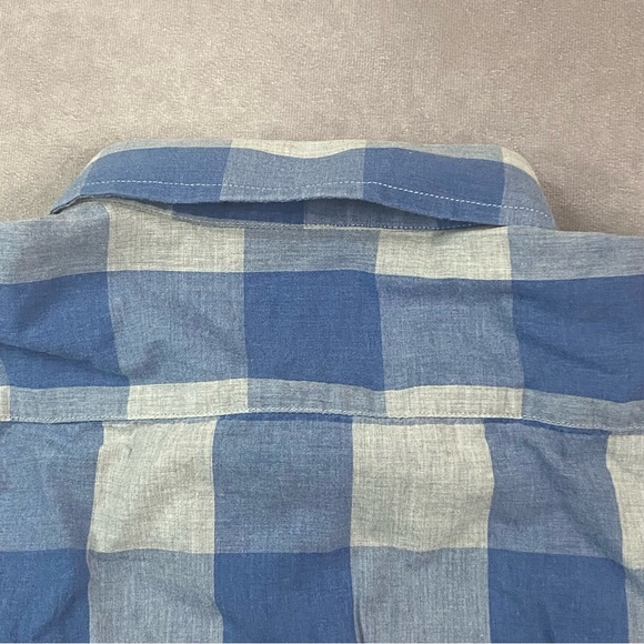 UNTUCKit Slim Fit Gingham Plaid Blue Long Sleeve Button Up Shirt Size Large - Picture 8 of 11